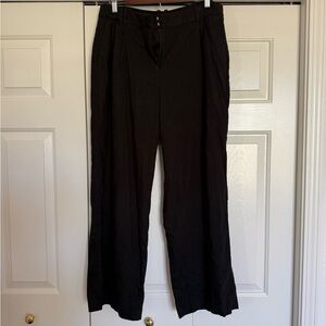 J. Crew Black Linen Pants Wide Leg High Rise Size 12 Summer Lightweight